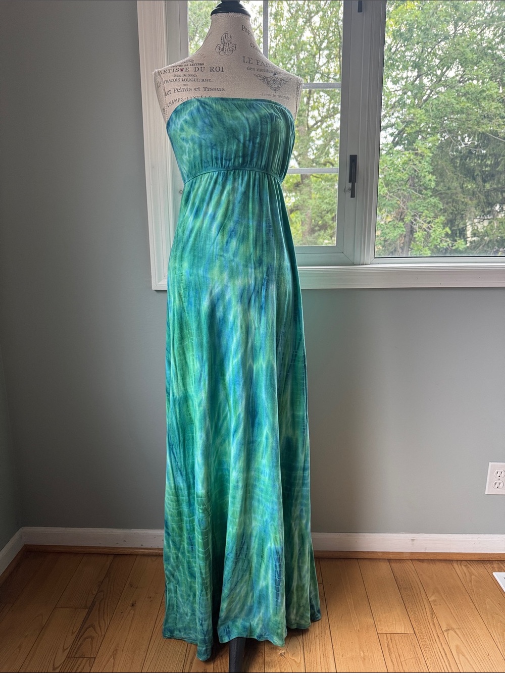 Hard Tail Forever strapless boho maxi skirt surf tie dyed summer dress Small